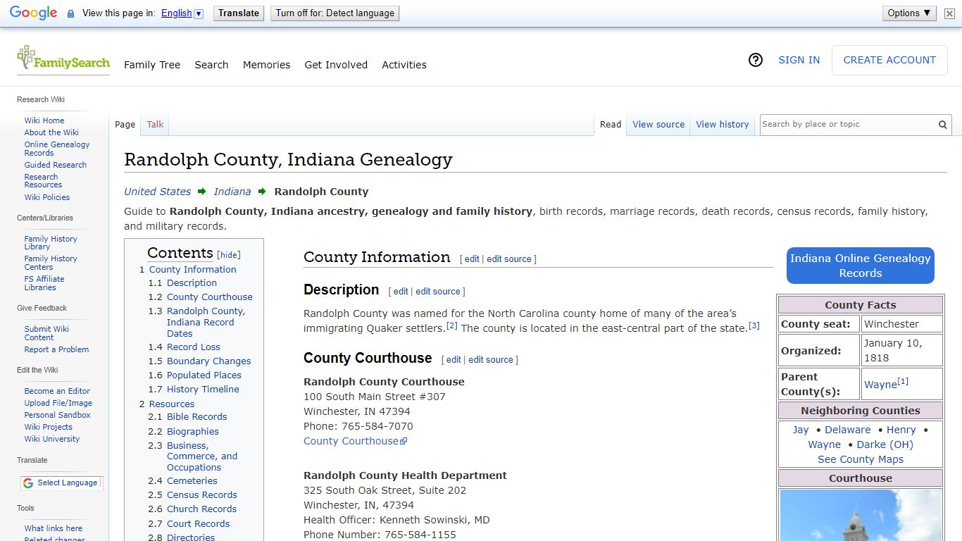 Randolph County, Indiana Genealogy • FamilySearch