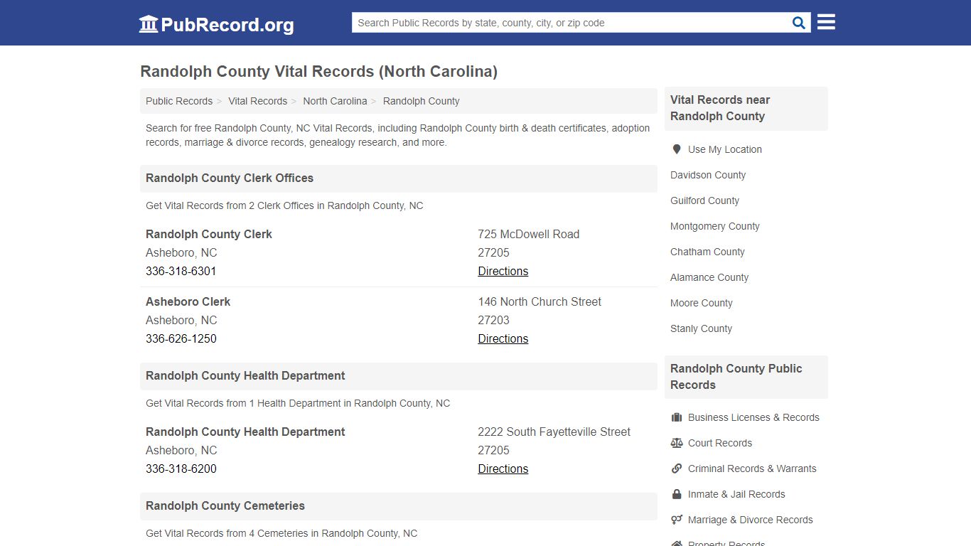 Free Randolph County Vital Records (North Carolina Vital ...